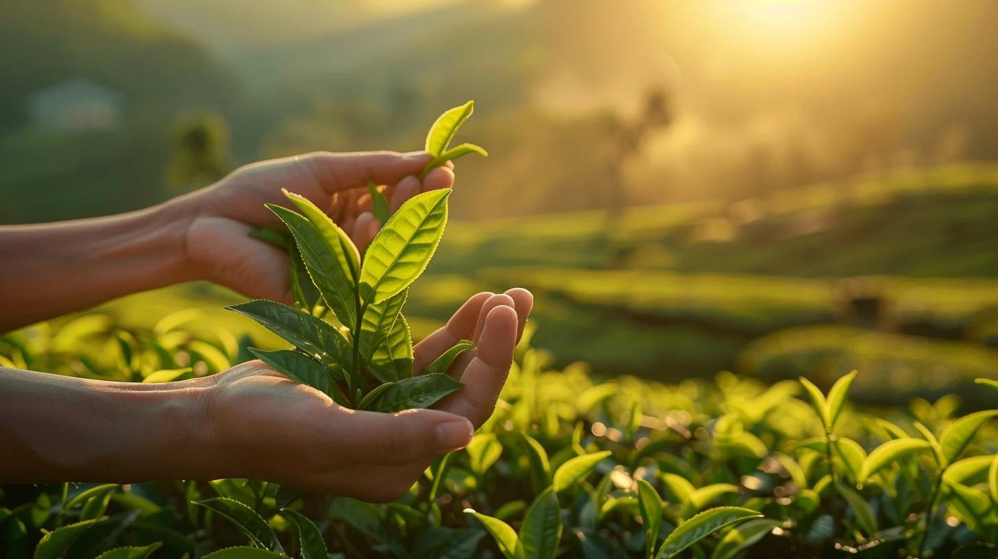 Lush green rice paddy field