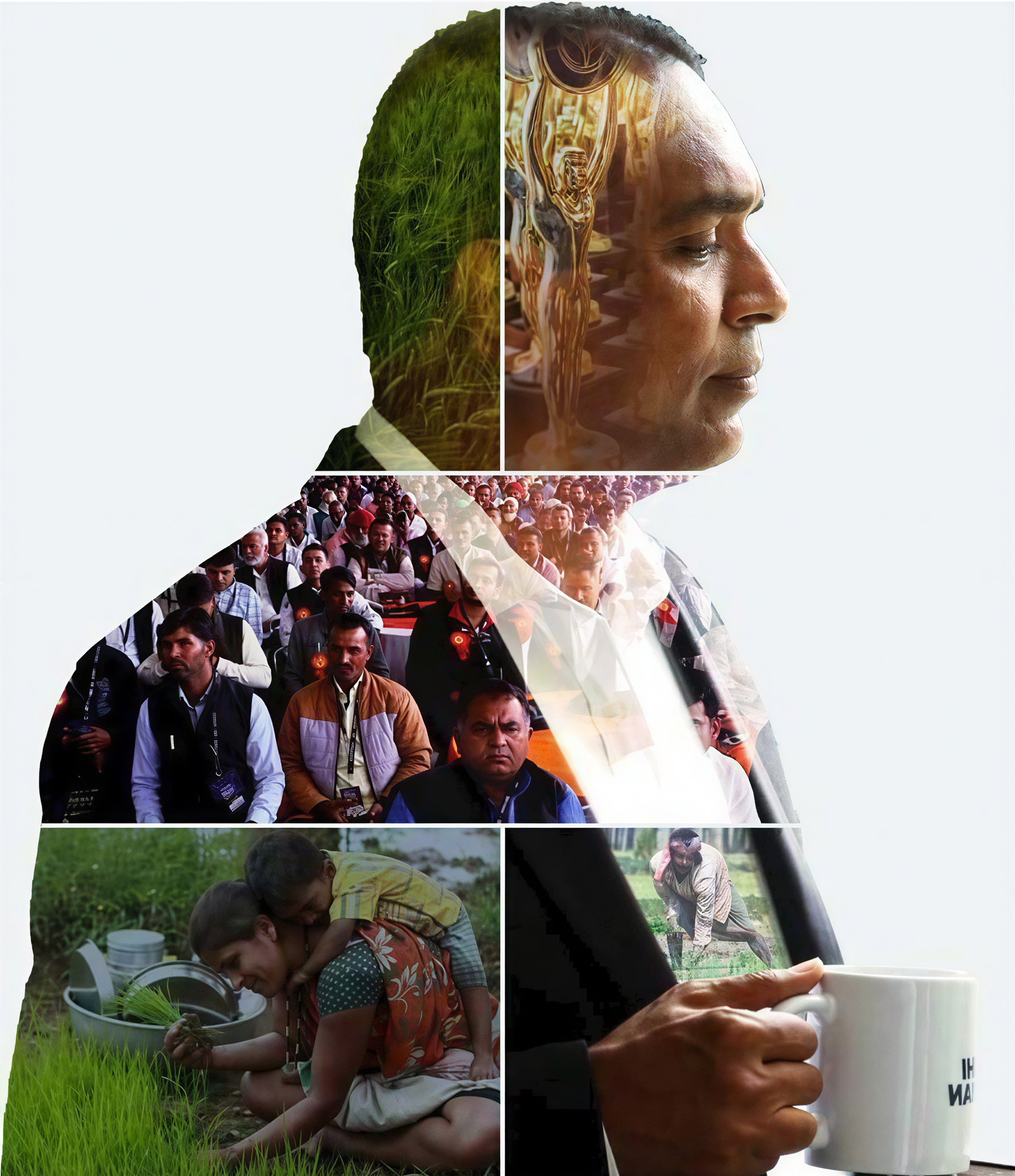 Detailed view of golden rice grains