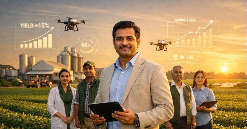 Lush green rice paddy field