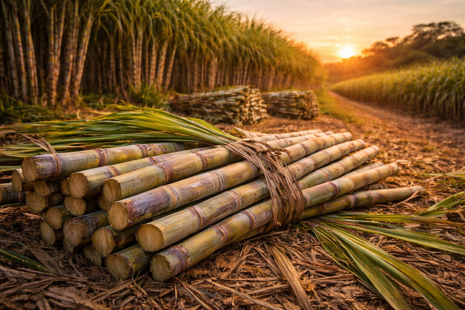 Lush green rice paddy field